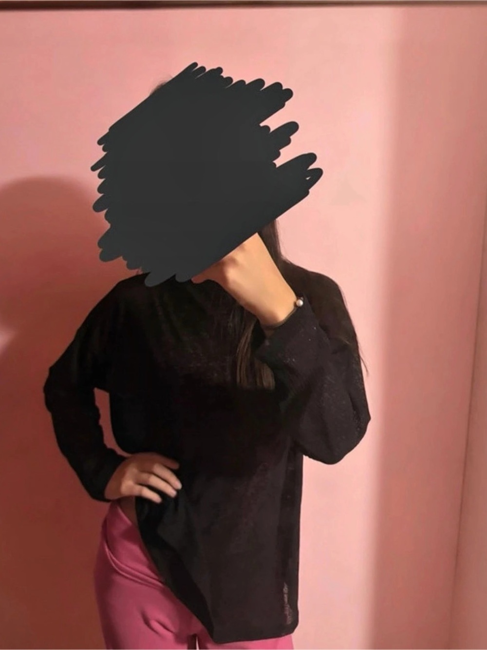 Black Long Sleeve Top, slightly see through